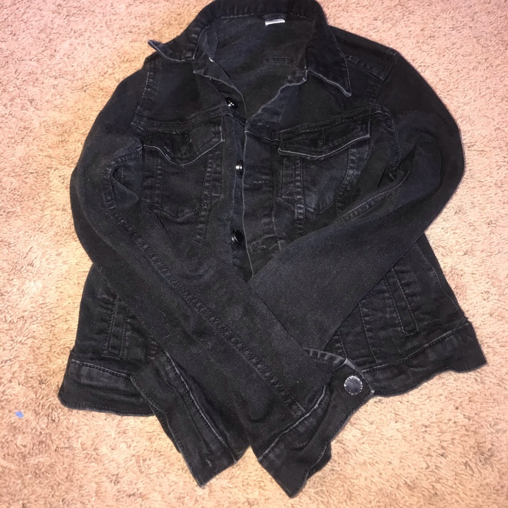 Black real denim jean jacket